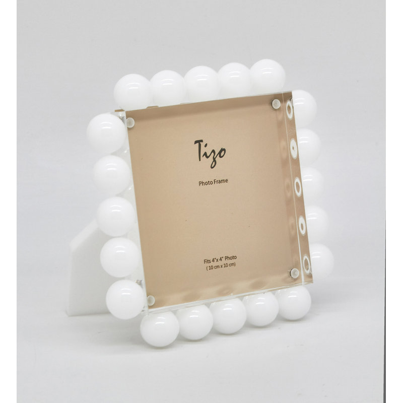Acrylic Frame with Bubbles, White, 4" W x 4" H