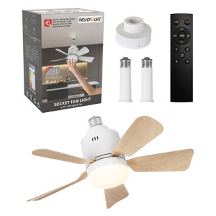 18 Inch Socket Fan Lights With E26/e27 Base 3 Colors 3000k-6500k Dimmable Led Light Bulb Fan Screw In Ceiling Fan For Bedroom Living Room Kitchen Home Garage