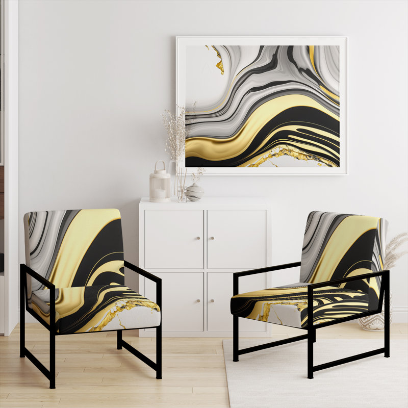 Cullivan - Fauteuil d'appoint rembourré en marbre, Noir, noir, noir, noir