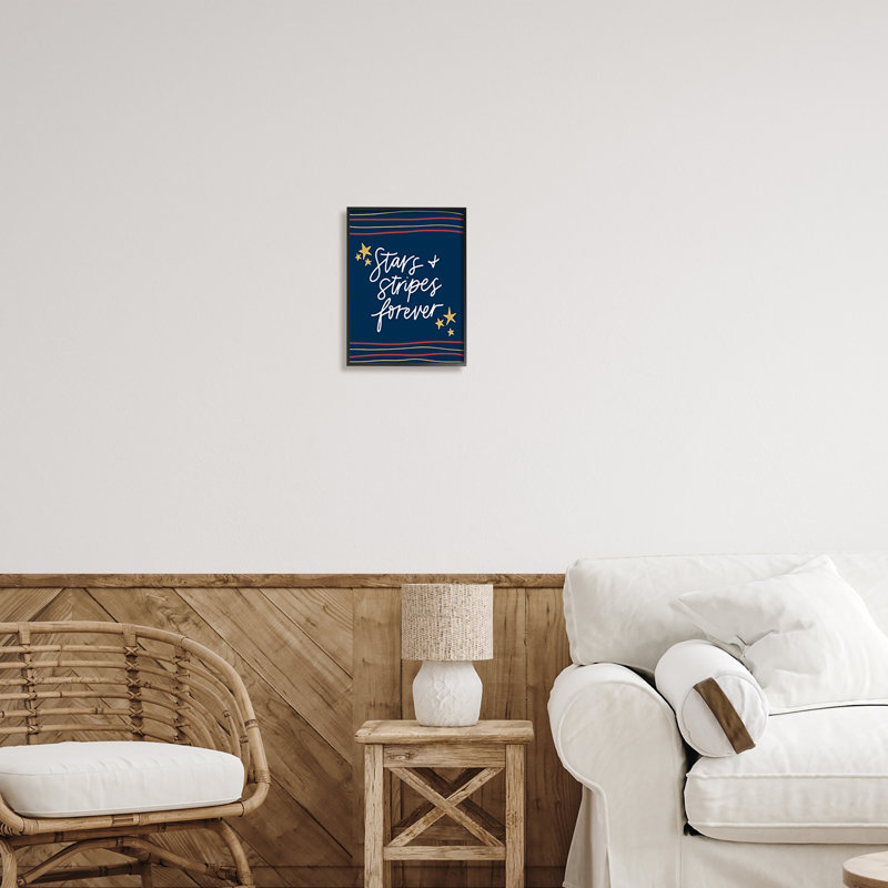 Étoiles à rayures pour toujours Americana, Giclée encadrée noir minuit, H 14 po x l 11 po x P 1,5 po