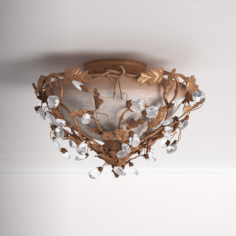 Cassidy Glass Semi Flush Mount, Etruscan Gold