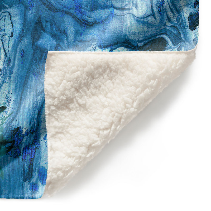 Couverture de sherpa à molleté blue, l 51 po x L 60 po