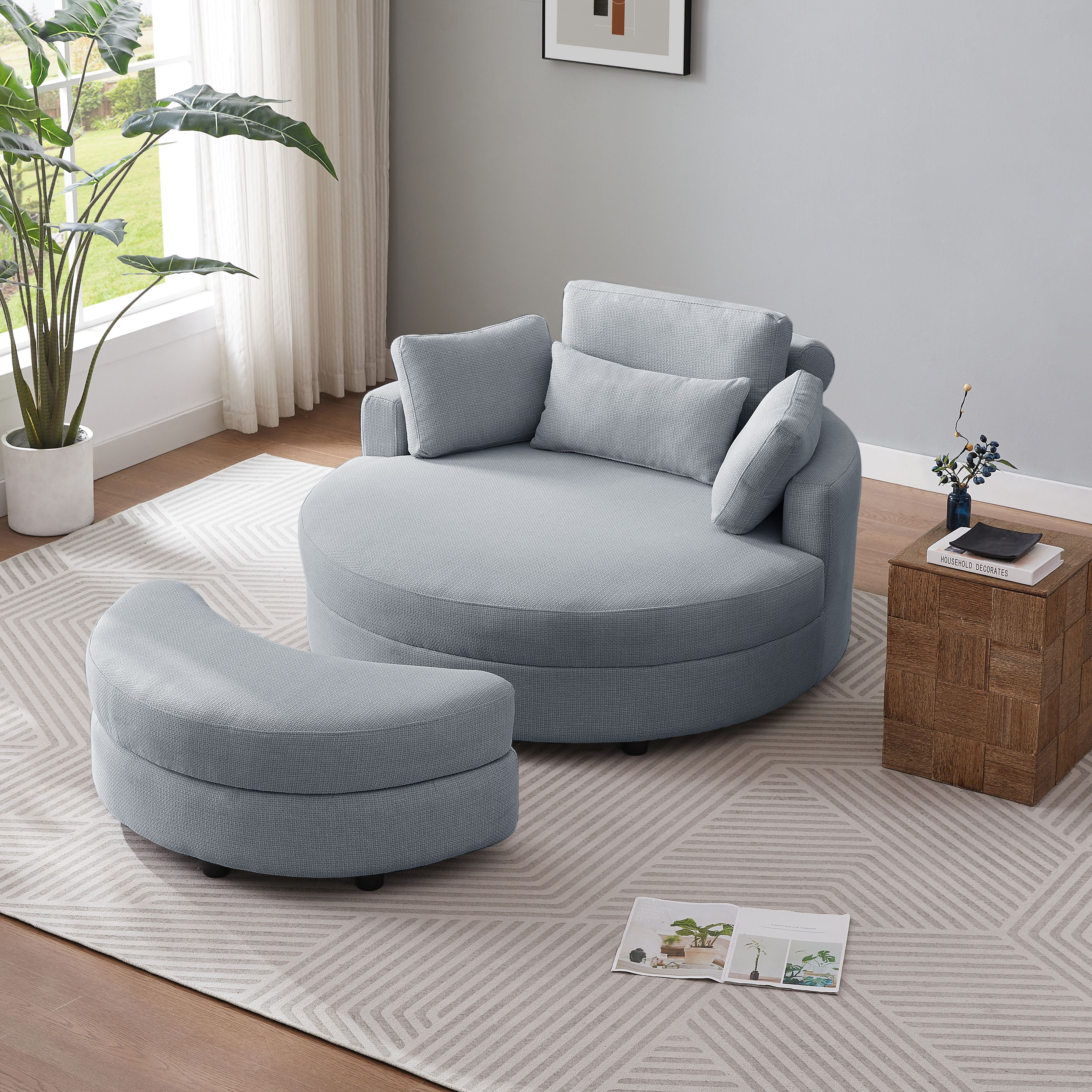 Brayden Studio® Dashton 51.2'' Wide Barrel Chair and Ottoman & Reviews | Wayfair