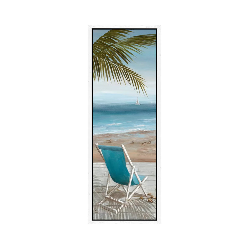 Walk On The Beach I by Nan - Panoramic Painting on Canvas, 152.4 cm H x 50.8 cm W, White Framed
