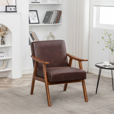 Chaise d'appoint Mid-Century moderne avec revêtement en microfibre et structure en bois massif pour une assise confortable dans les petits espaces