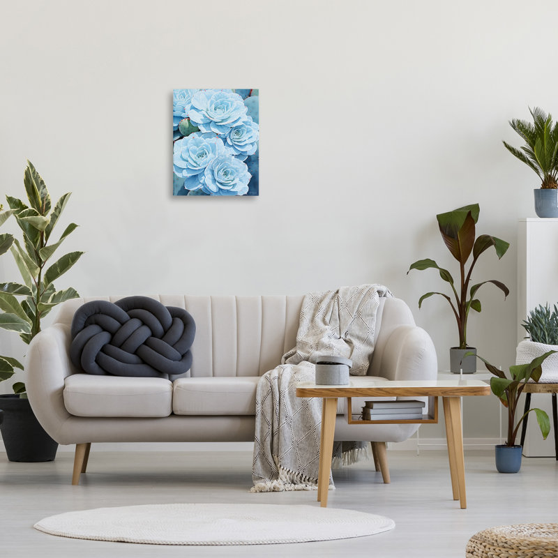 «Blue Succulents», art mural détaillé par Rb, H 20 po x l 16 po