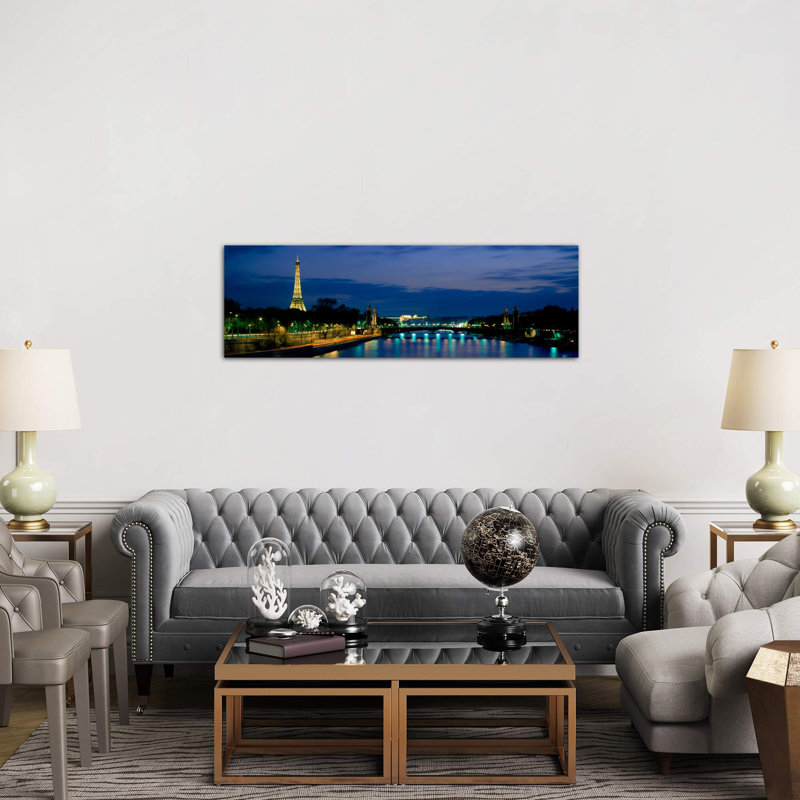 Pont Alexandre Iii, Seine, Paris, Ile-De-France, France 1 Piece Panoramic Wall Art on Canvas