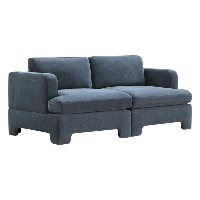 Causeuse modulaire rembourrée Jolie 77 po Jolie, Chenille Selene Indigo Performance