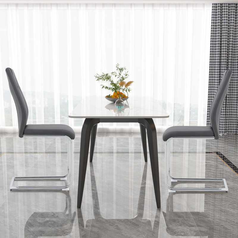 Chaise de salle à manger rembourrée Harin, gris