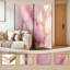 Cloison pliante 4 panneaux séparateur de cloison rose royal irisé perlé-134490018-134490020
