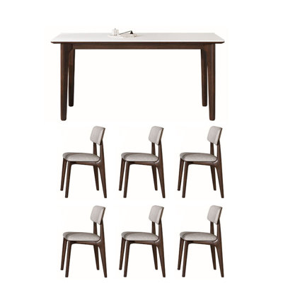 Walnut Solid Wood Rock Table And Chairs Rectangular 31.49'' W Dining Set