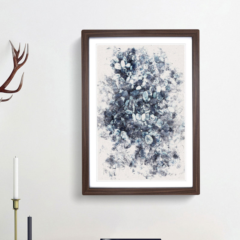 Pebbles on the Beach - Framed Print, 33cm H x 24cm W x 2cm D, Walnut Framed