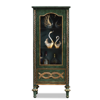 Green Solid + Manufactured Wood+Glass Display Cases