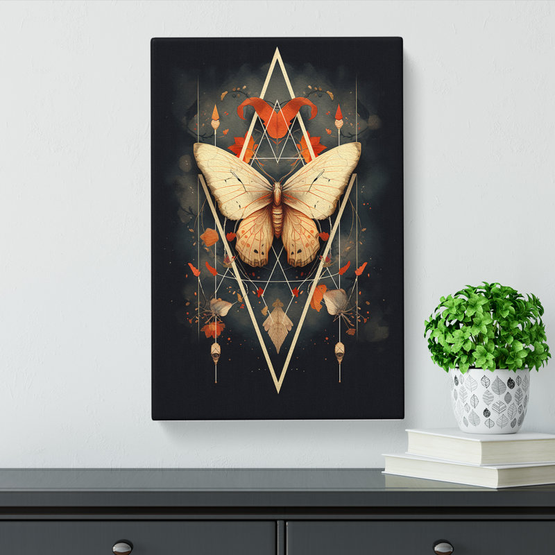 Moth Geometric No.3 - No Frame Print, 50cm H x 35cm W x 3cm D