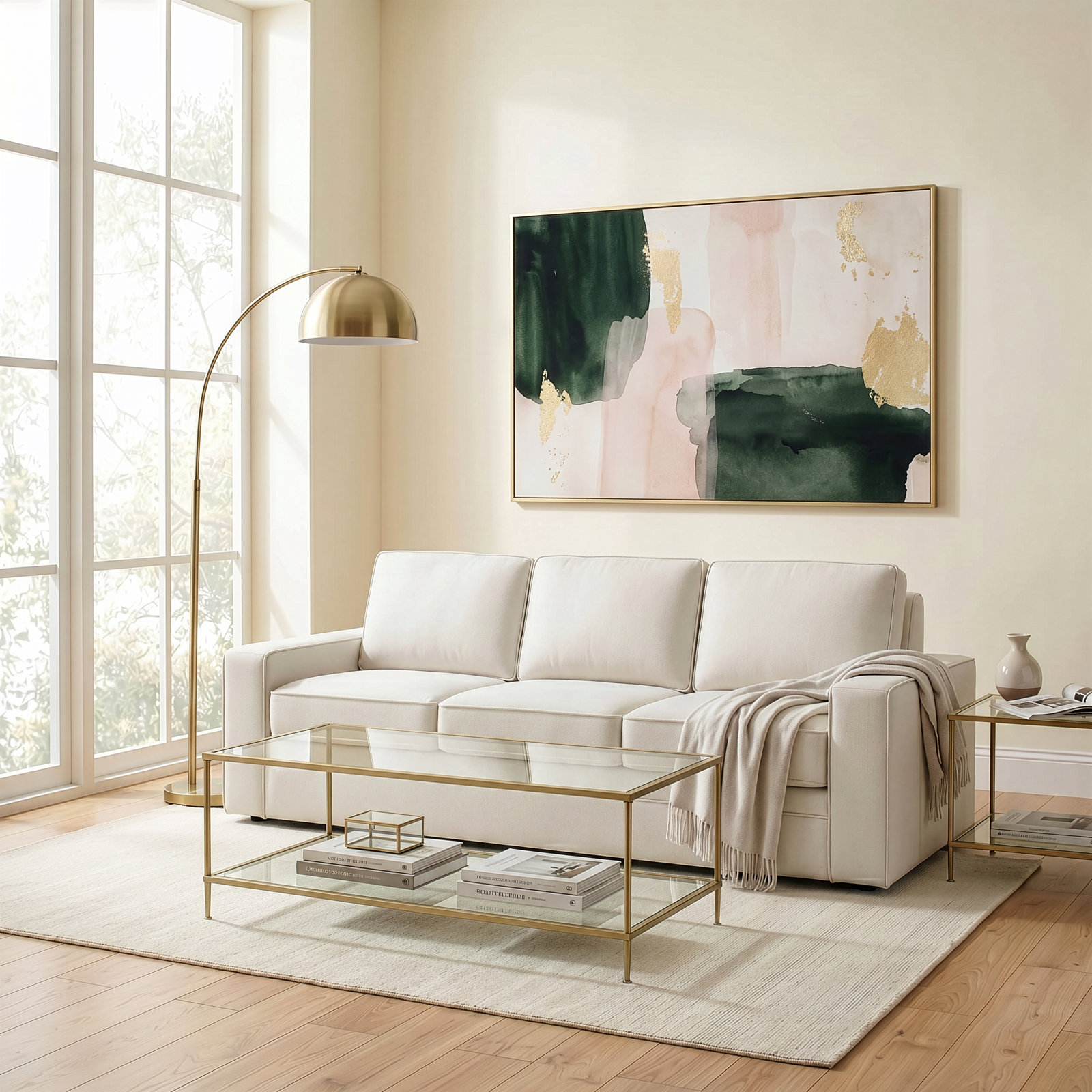 100'' Upholstered Sofa, Macarena Beige