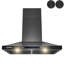 Hotte murale convertible 30 po 343CFM en acier inoxydable noir avec filtres à charbon