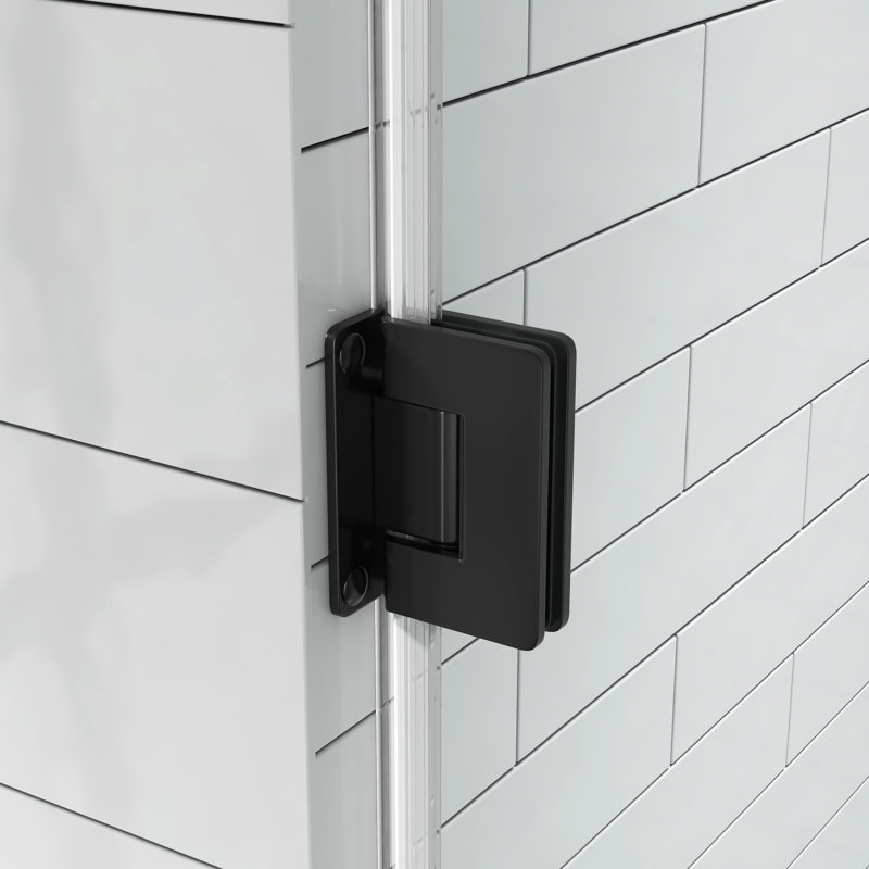 29" W x 72" H Hinged Frameless Shower Door with Heat Soaking Process, Treated with Protective Coating, Black