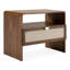 Ensemble de chambre à coucher 4 pièces en tissu brun moderne + toile de jute et noyer Commings-87006289-87006290
