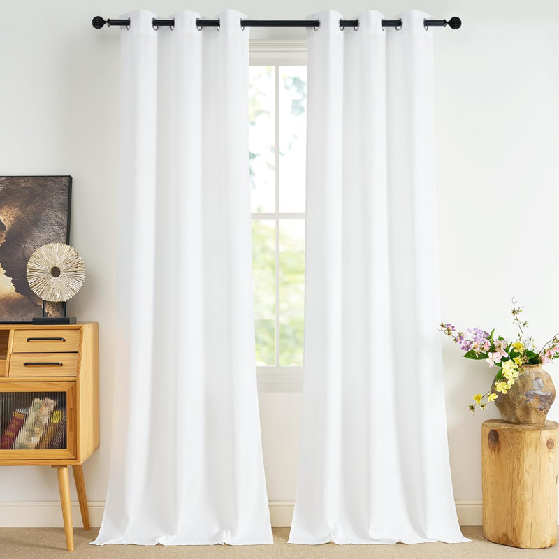  White Sheer Curtains Privacy Non See Through Drapes for Bedroom Living Room, 2 Panels Light Filtering Grommet Top Semi Sheer Curtains for Nursery