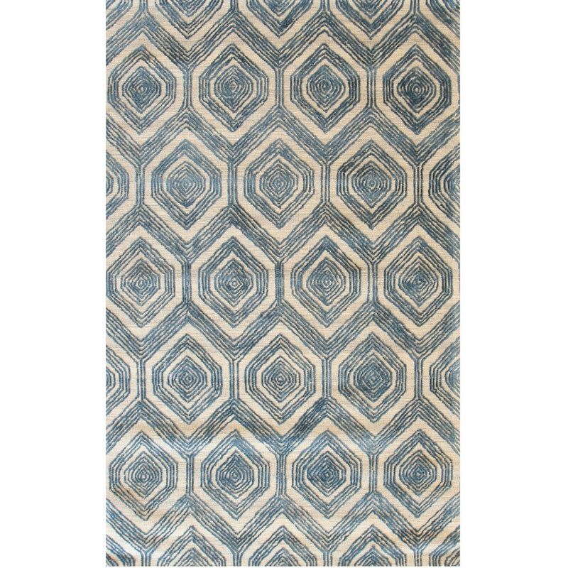 Hand Tufted Wool Geometric Area Rug, 5' x 8'