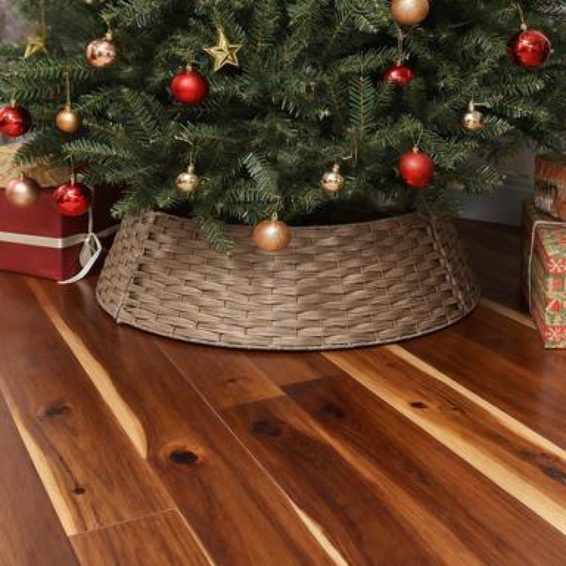 Jupe d'arbre de Noël rustique 2,25 pi, collier d'arbre de Noël tissé en plastique, café, Café