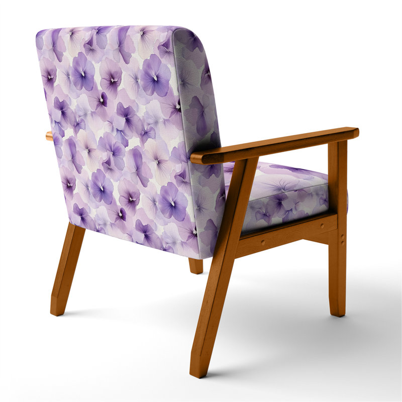 Chaise rembourrée Floral, Accoudoirs carrés bruns