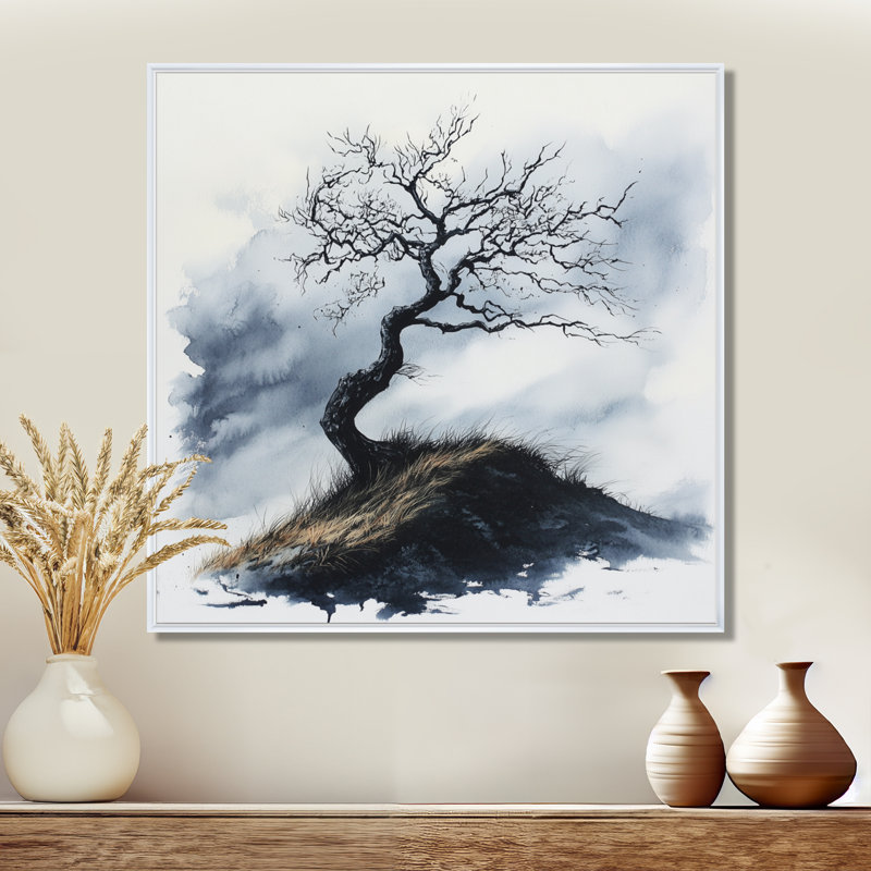 Art mural arbre Windswept, toile de paysage de colline, arbre Windswept sur la colline, H 36 po x l 36 po