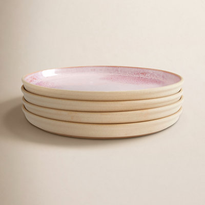 PORTMEIRION MINERALS SET OF 4 SIDE PLATES ROSE QUARTZ 8.5"