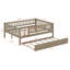Lit de jour double en bois avec couchette et garde-corps