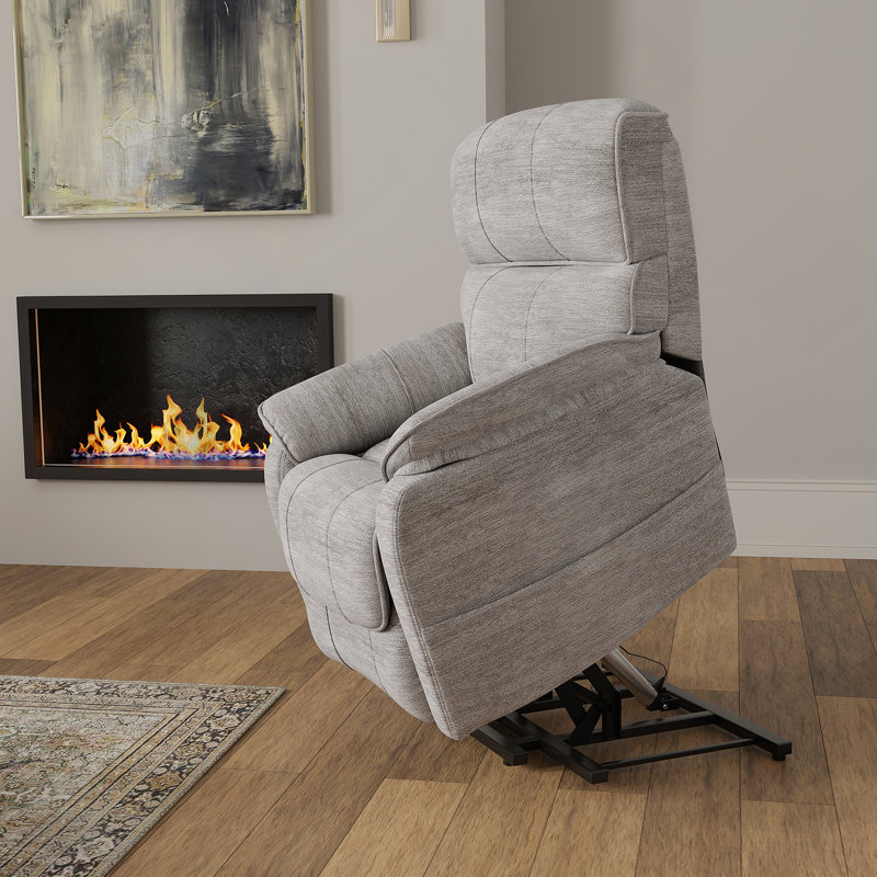 Fauteuil relevable moelleux en tissu colombe Lucie