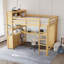 Grand lit mezzanine en bois avec garde-robe, bureau, bibliothèque et armoire pour économiser de l'espace et être multifonctionnel-1925806500