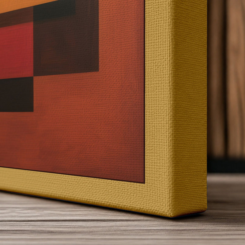 Geometric Earth Tones Abstract - Wrapped Canvas, 30x20 - 76.2 x 50.8 cm, Ochre Border