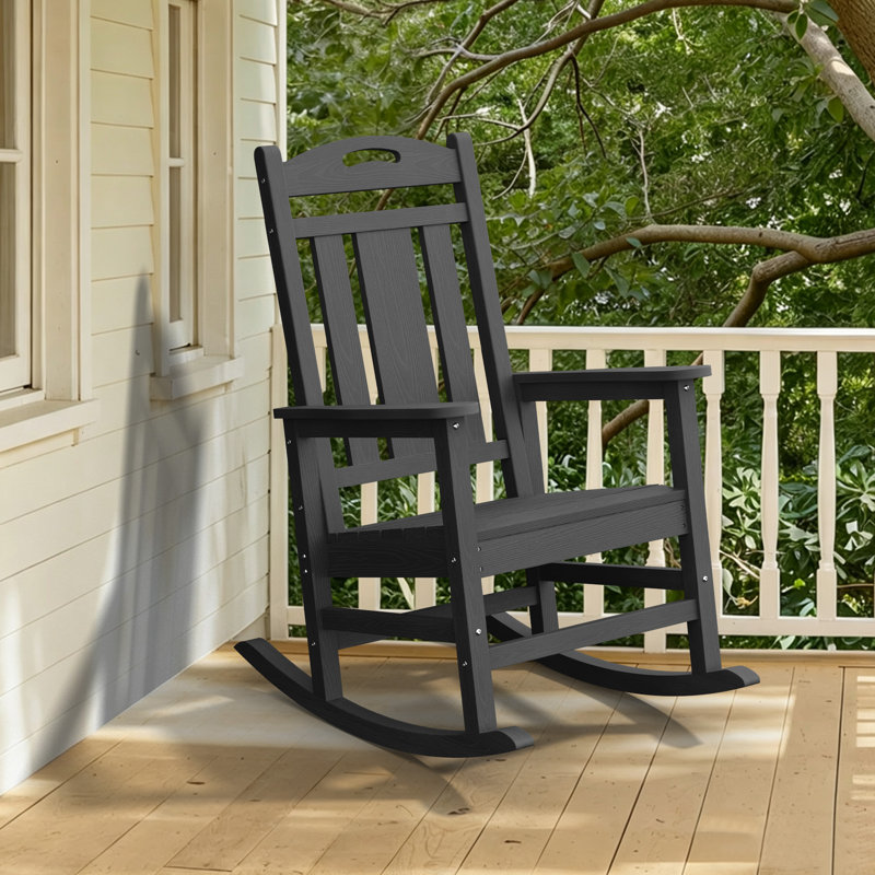 Chaise Adirondack berçante en PEHD pour l'extérieur, Noir
