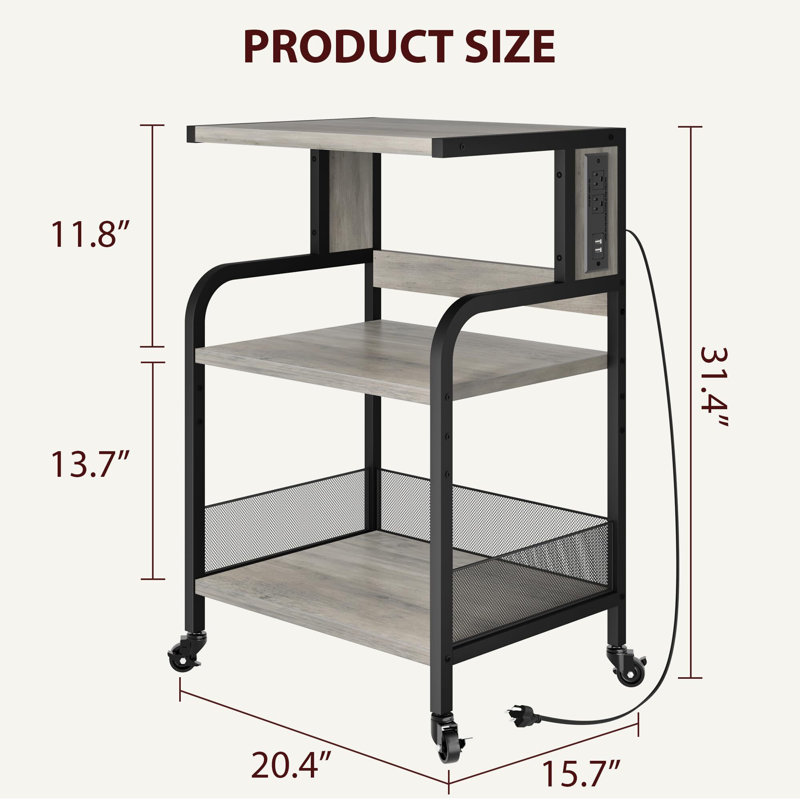 31.4'' H x 20.4'' W Printer Stand, Gray