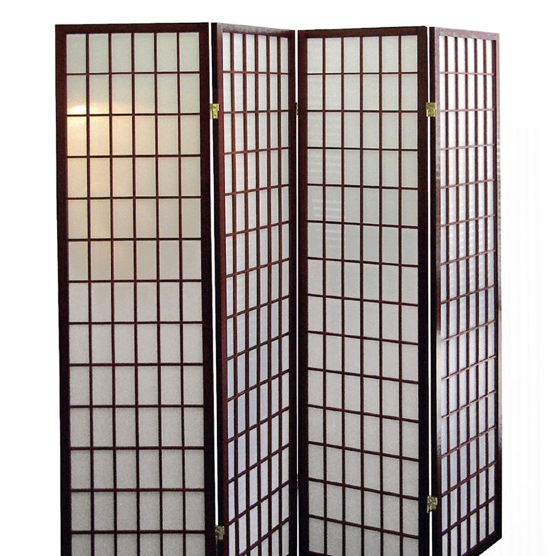 Cloison 70 pouces à 4 panneaux de style japonais avec finition cerisier, 70" H x 60" W x 10" D, Cherry