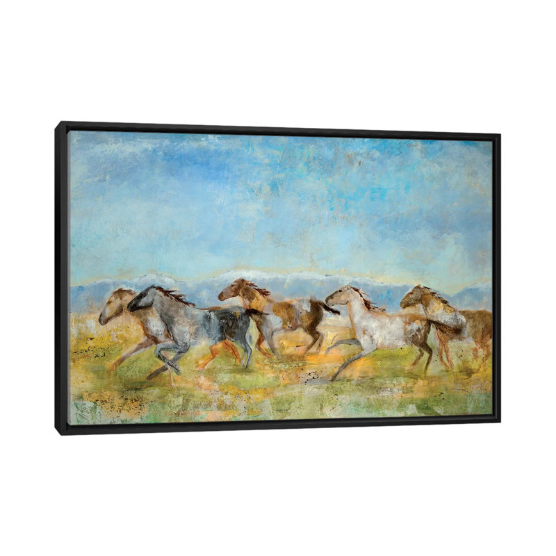 " Excitement " by Jill Martin, 18" H x 26" W x 1.5" D, Black Framed Canvas, No Mat