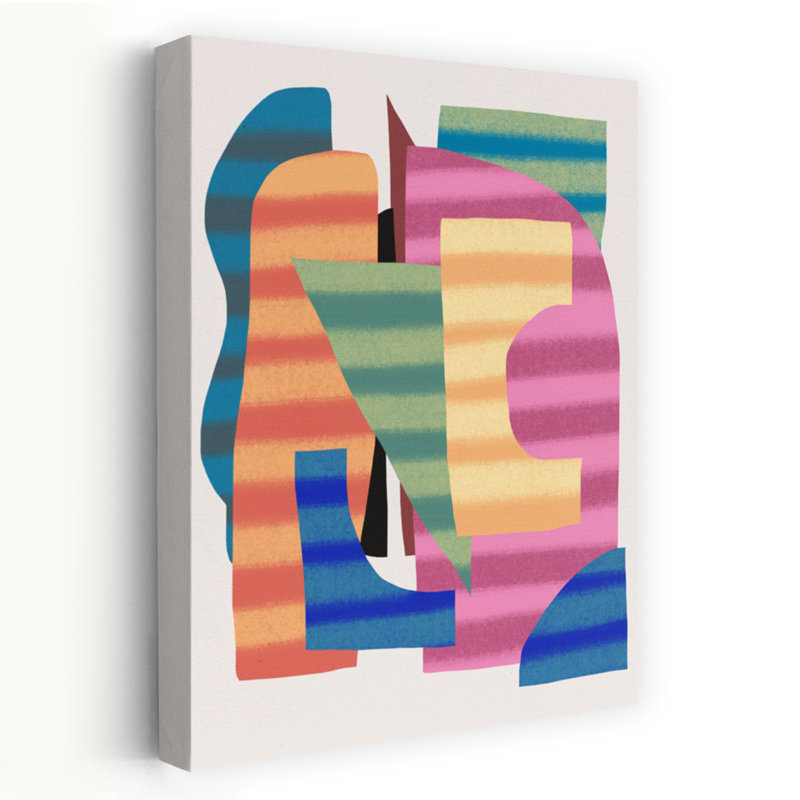 Colorful Striped Shapes Abstract Modern Wall Art Print, 45.72cm H x 30.48cm W