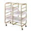 Chariot de service de cuisine doré et blanc avec 3 plateaux réglables - Métal robuste pour la salle à manger-2039139212