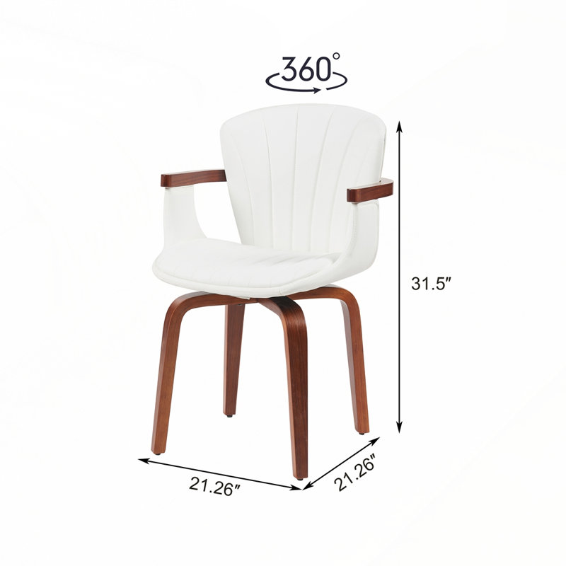Ensemble de 2 chaises de salle à manger Bentwood, Blanc/noyer