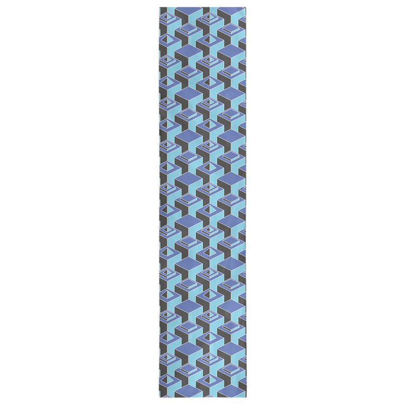 Chemin de table Classic Skyscrapers, 16 po x 90 po, Bleu / bleu sarcelle