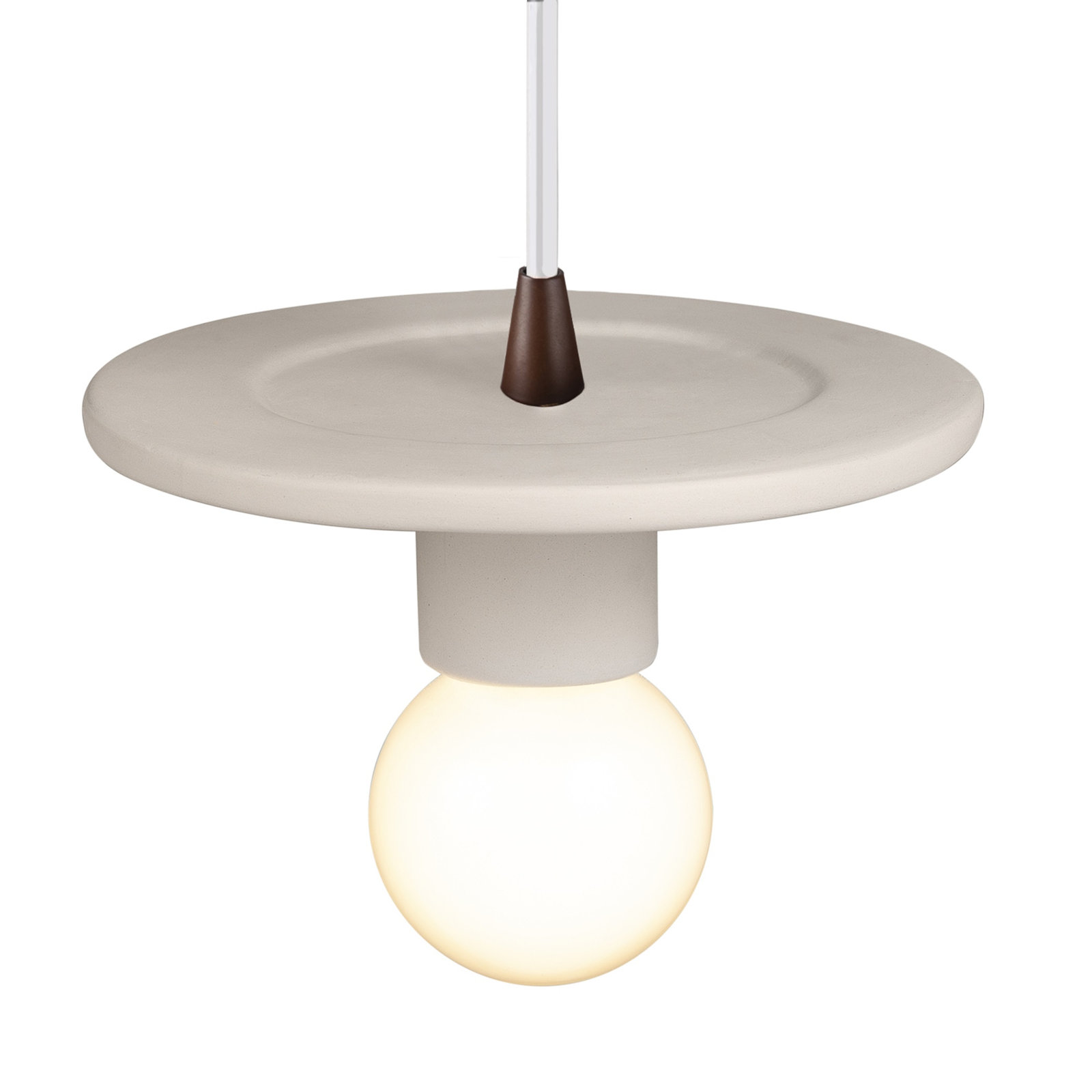Leni Single Light Ceramic Dimmable Pendant, Bisque, Dark Bronze