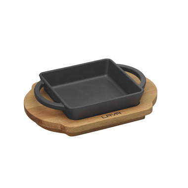 Lava Enameled Cast Iron Pizza, Crepe and Pancake Pan 8 inch-with Beechwood  Service Platter 