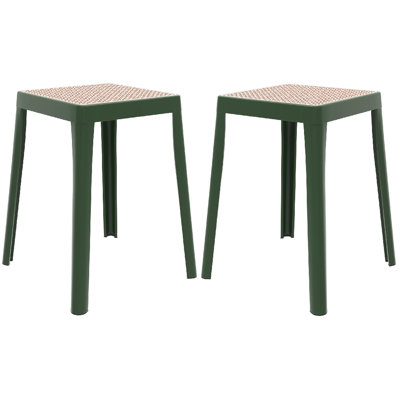 Dantoni Modern Square Stackable Plastic Stool – Indoor & Outdoor Seating, Portable Backless Chair, Patio, Kitchen, Garden, or Event Dining Stool Set o by Bay Isle Home