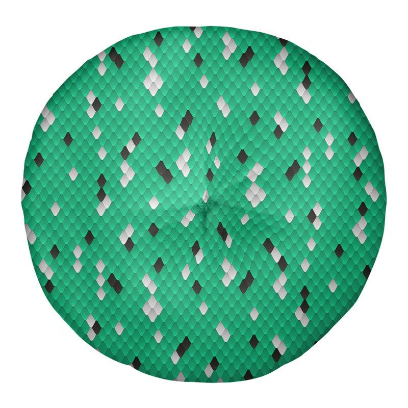 Coussin de plancher à échelle serpent, 26 po x 26 po, Vert / Noir