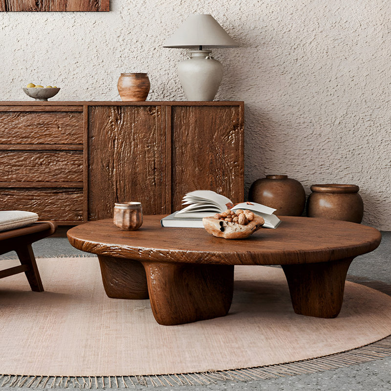 Table basse en bois massif Wabi-sabi minimal