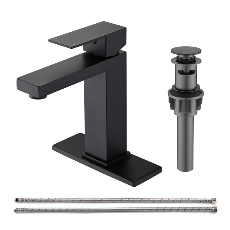 Single-Hole Single-handle Bathroom Faucet with Drain Assembly, Matte Black
