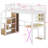 Metal Loft Bed With Built-In Desk Work Station, Wardrobe, Storage Staircase And LED, Gaming Bed For For Kids Teens Adults-1683972498