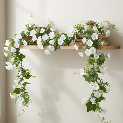 2Pcs 5.7 Ft Artificial Morning Glory Vine Garland For Home, Garden, Wedding Decoration, And Photo Backdrop