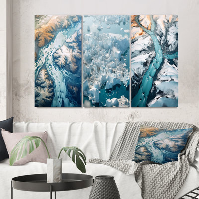 «Majestic Aérienne vue sur les rivières de l'iceberg I» - 3 pièces