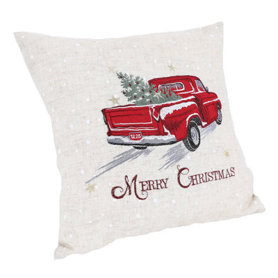 Embroidered Linen Throw Pillow